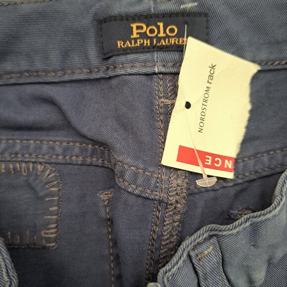 Polo Ralph Lauren Girl Patchwork Wide Leg Cotton Twill Blue Pants Boho Sz 12 - Picture 6 of 7